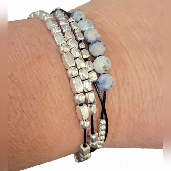 Womens Lapis Lazuli Stone Layered Magnetic Bracelet - Picture 7 of 11